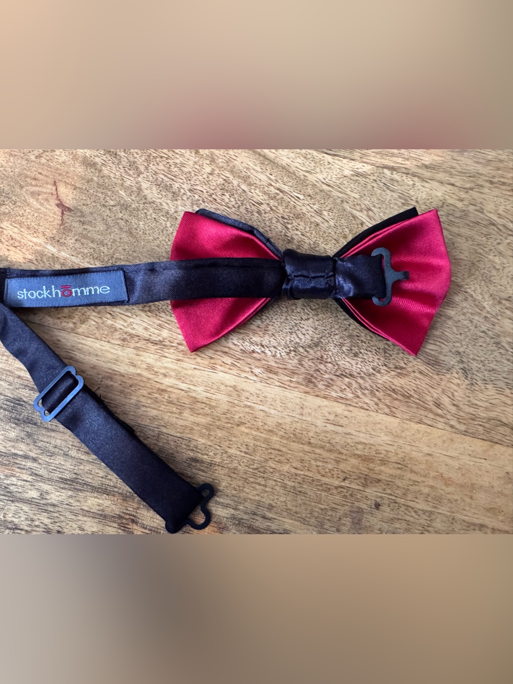 Classic Tuxedo Black Bow Tie with Red Trim - Men's Formal Accessory - Picture 5 of 5